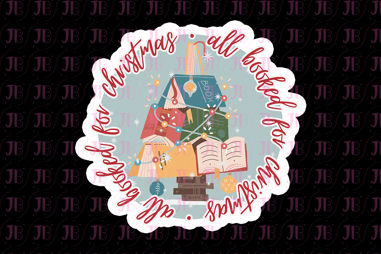 All Booked for Christmas Sticker